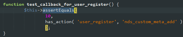 Failing test callback code