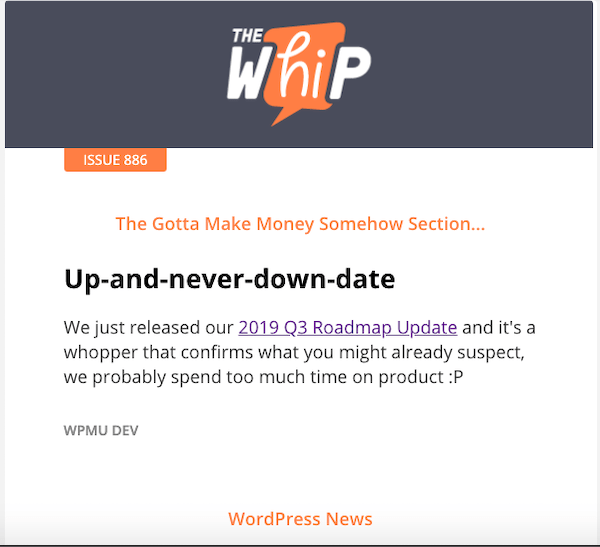Example of the whip newsletter