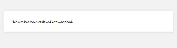 WordPress default archived site screen