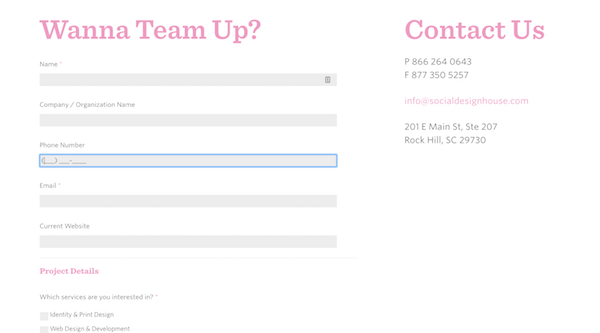 Perfect Contact Form - Social Design House Format