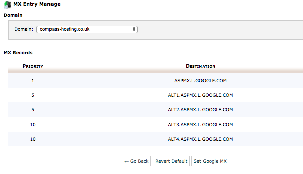 adding a gMail MX entry
