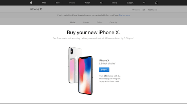 Apple eCommerce Product Page