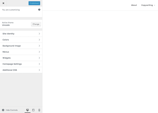 WordPress Theme Customizer.