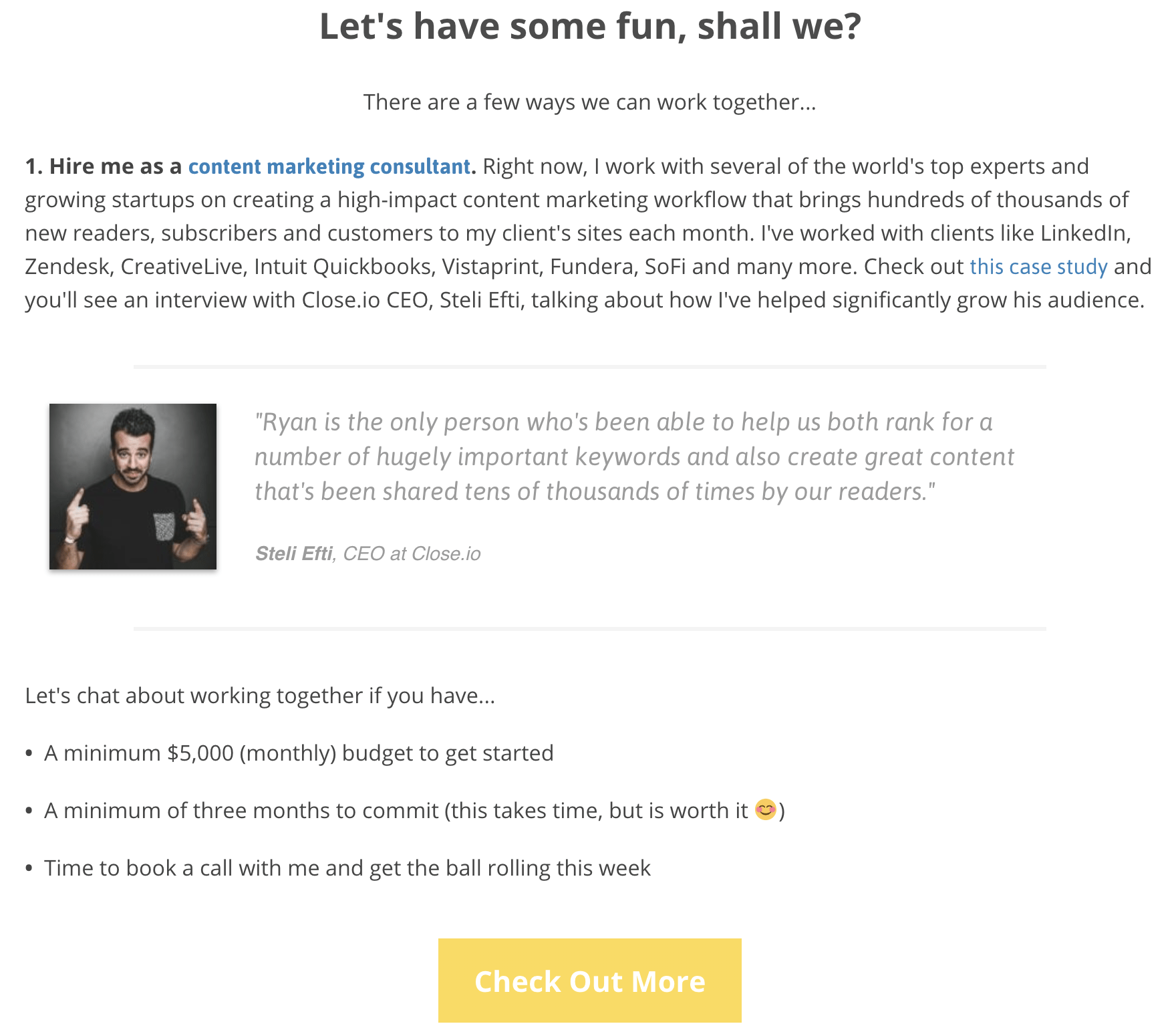 pricing page