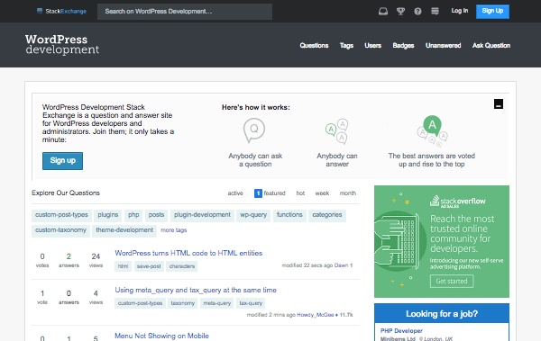Stackexchange WordPress website