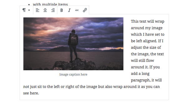 Text wrapping around an image block