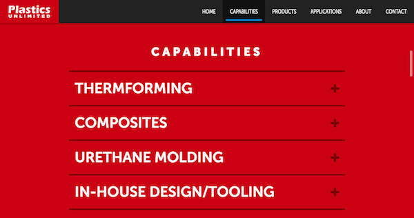 Single Page Websites - Plastics Unlimited Capabilities 1