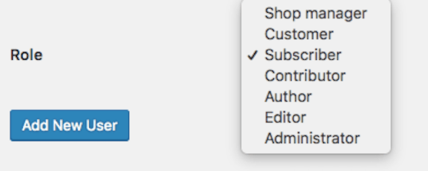 WooCommerce roles are added to WordPress' dropdown list of roles