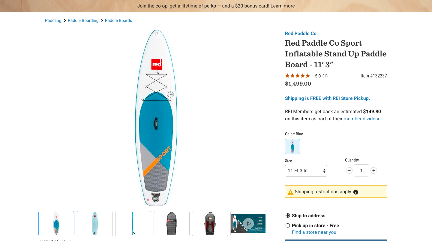 Physical Storefronts - REI Product Page