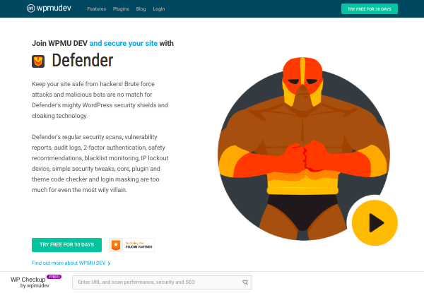 Defender plugin page on WPMU DEV website