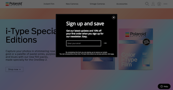 Design the First Page of Your eCommerce Site Polaroid Email