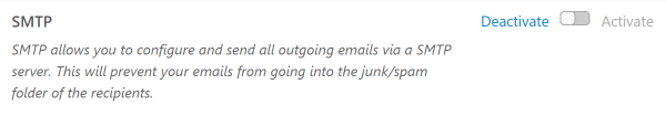 Screenshot of how to Activate Ultimate Branding SMTP