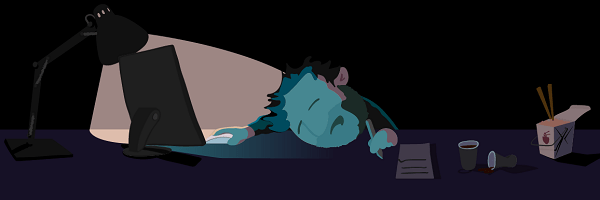 Illustration person asleep at their desk