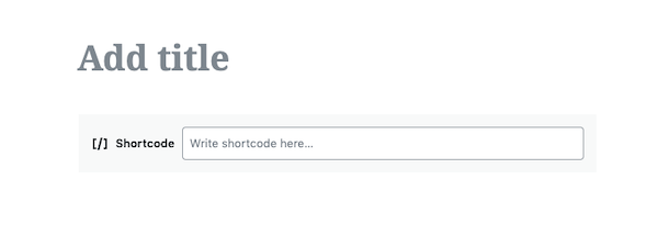 The screen you see when you want to add your short code to the web page
