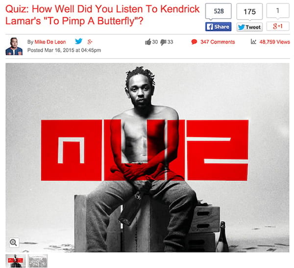 An look at the Kendrick Lamar quiz that went viral