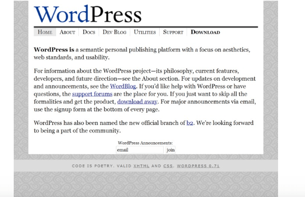 old school wordpress in action