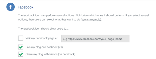 Adjust your facebook social share options