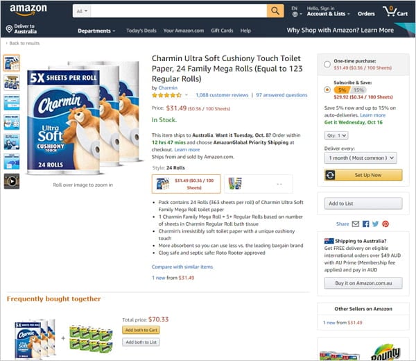 Amazon subscribe and save store page