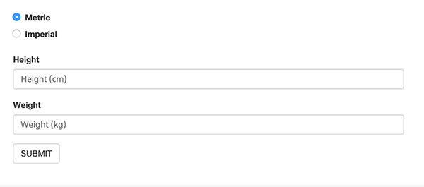BMI calculator example.