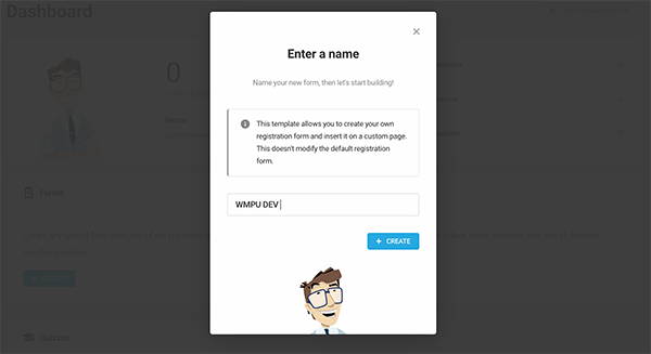 Enter a name in Forminator.