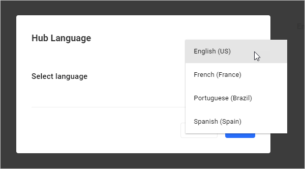 Select a language for The Hub.