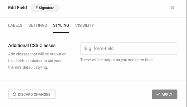 Where to add any additional CSS classes.