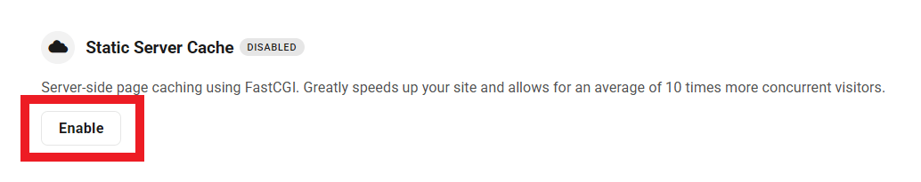 Where to activate Statuic Server Cache