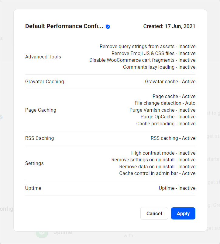 Hummingbird default config settings