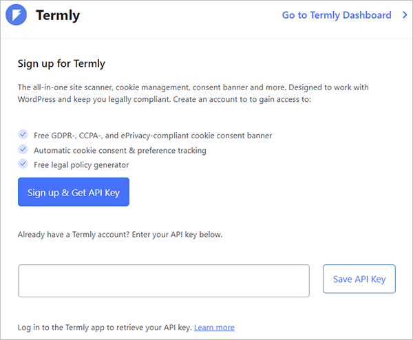 Termly settings screen
