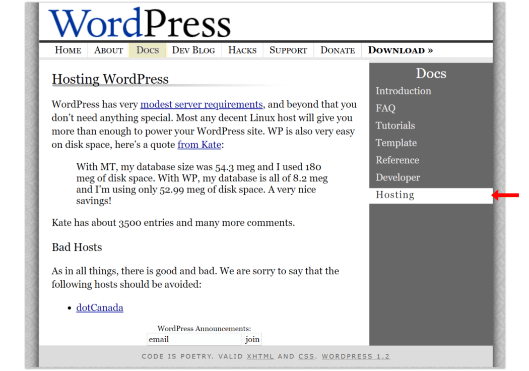 2004 Docs > Hosting