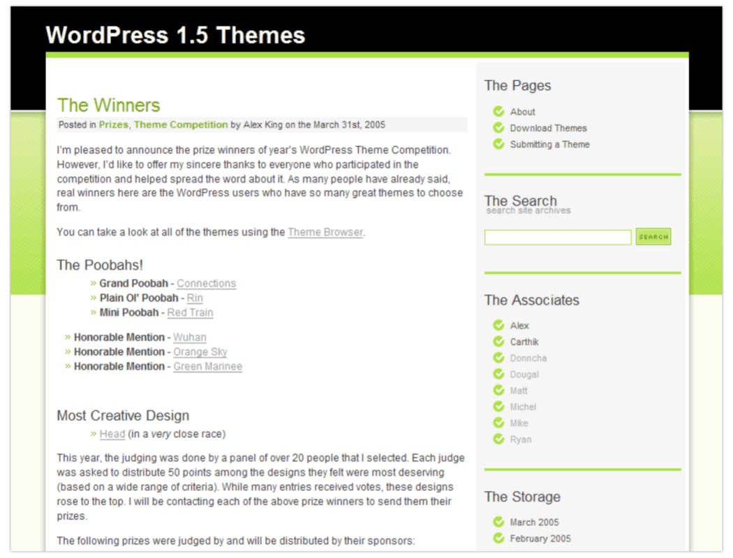 2005 Screenshot > WordPress Blog, Sample Theme 2