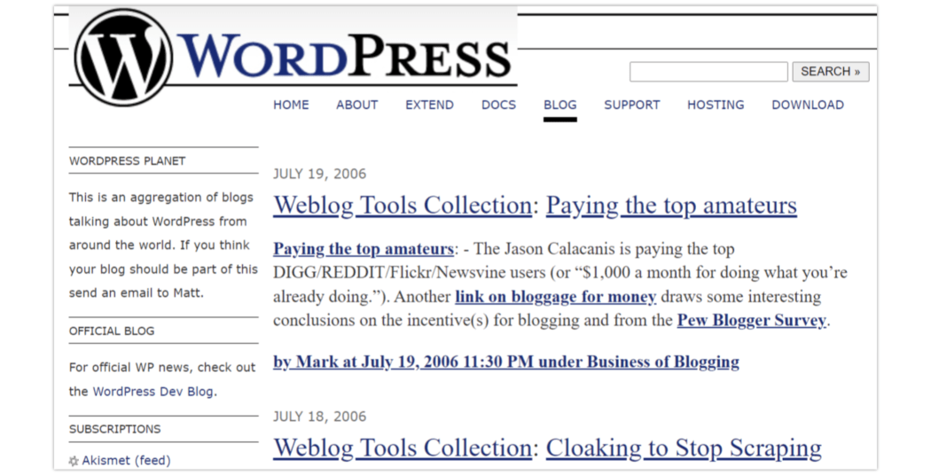 2006 Blog > WordPress Planet