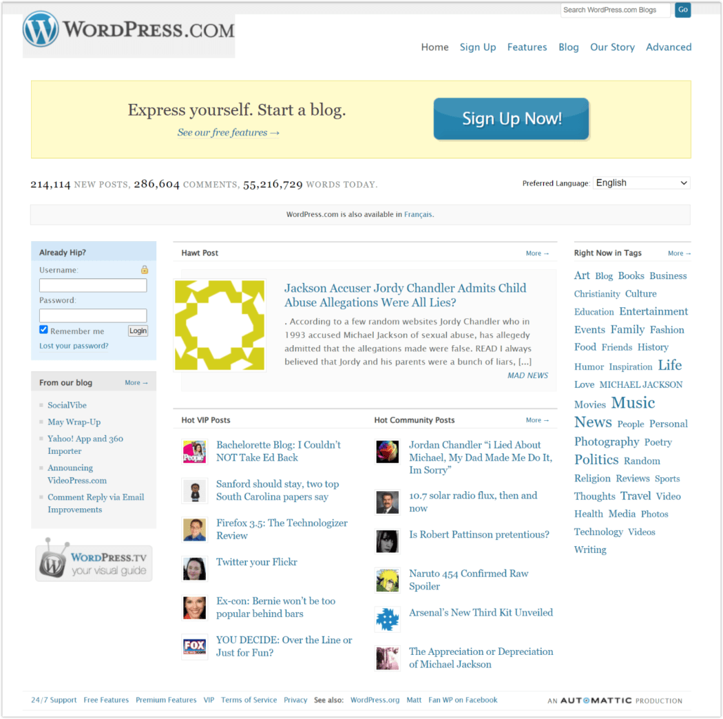 2009 Footer > WordPress.com