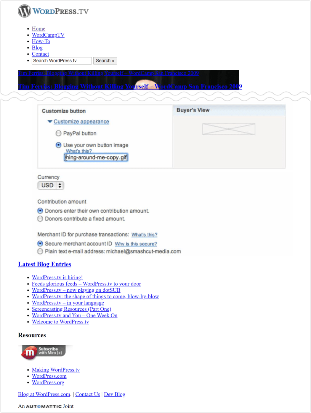 2009 Footer > WordPress.TV