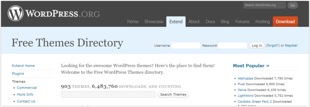 2009 Extend > Themes (Free)