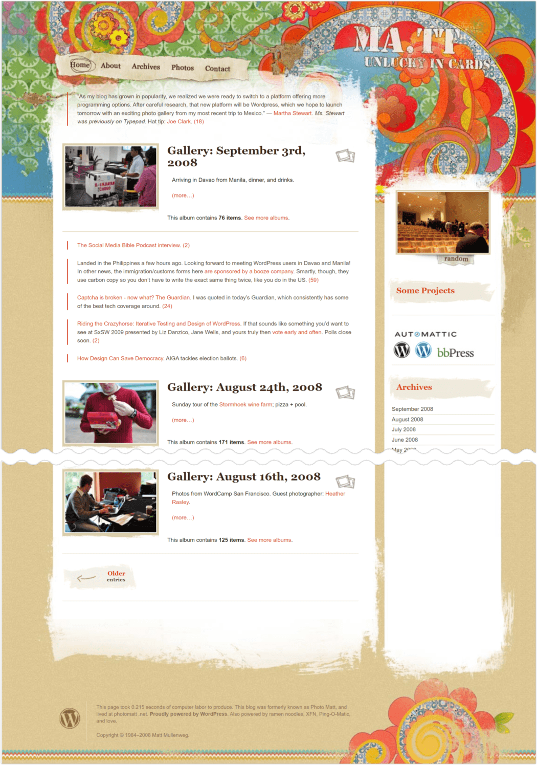 Matt’s Blog > 2008