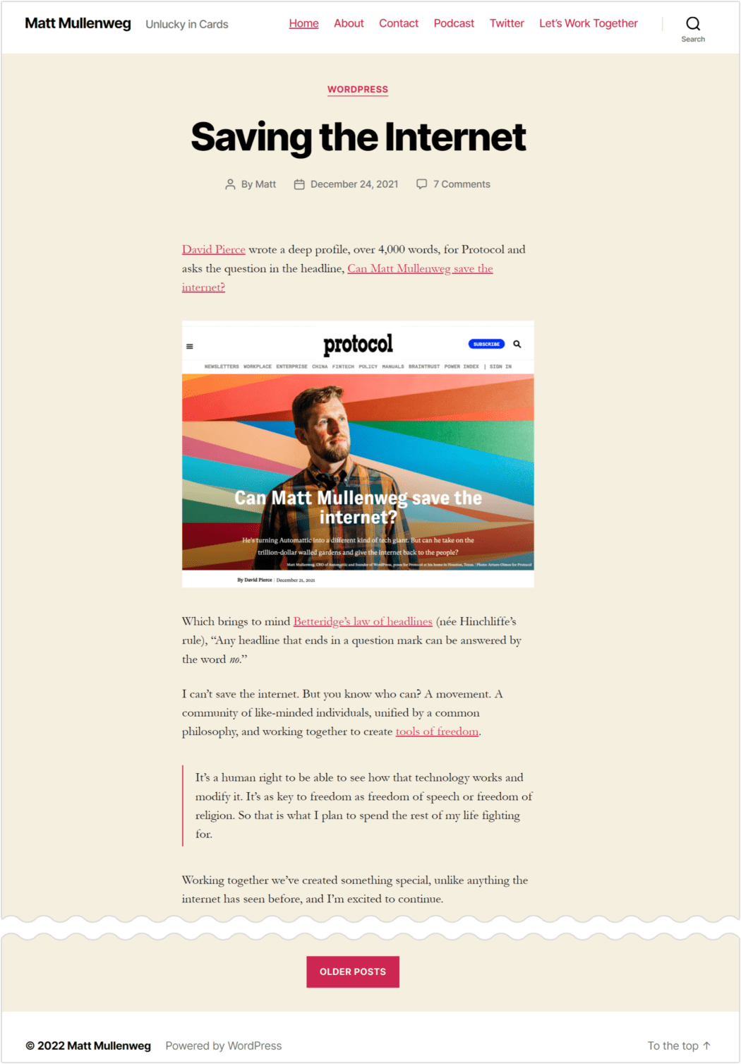 Matt’s Blog > 2022