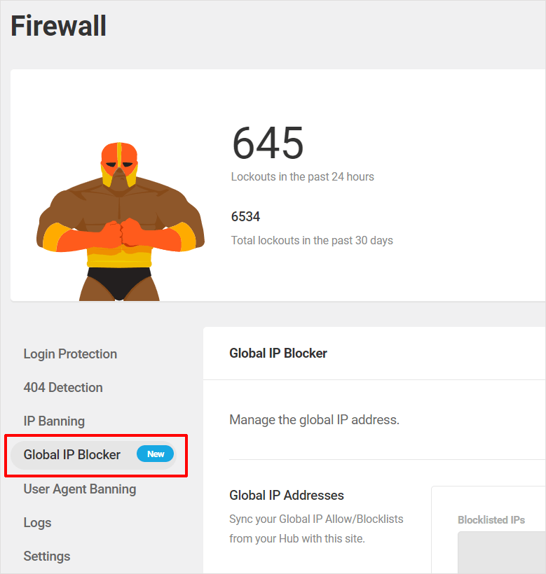 Defender Global IP Blocker Menu