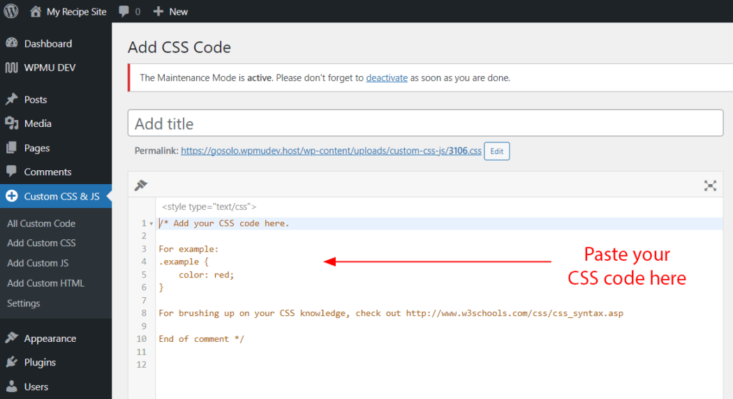 Simple Custom CSS and JS plugin - add custom CSS field.