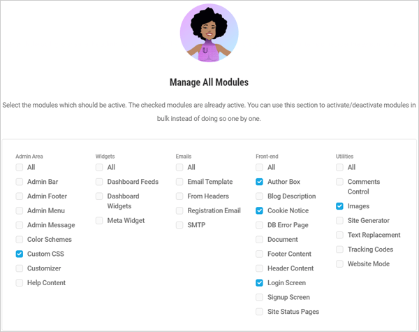 Branda Modules Management screen.