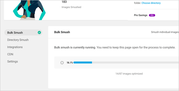 Smush image compression plugin