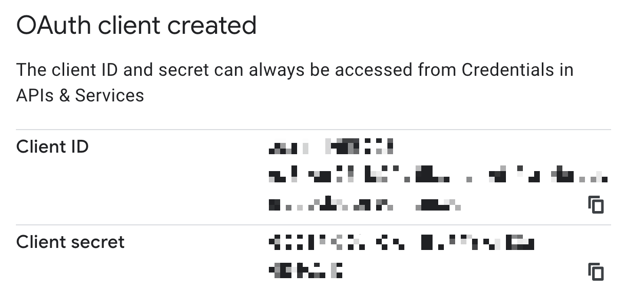 Client ID and secret