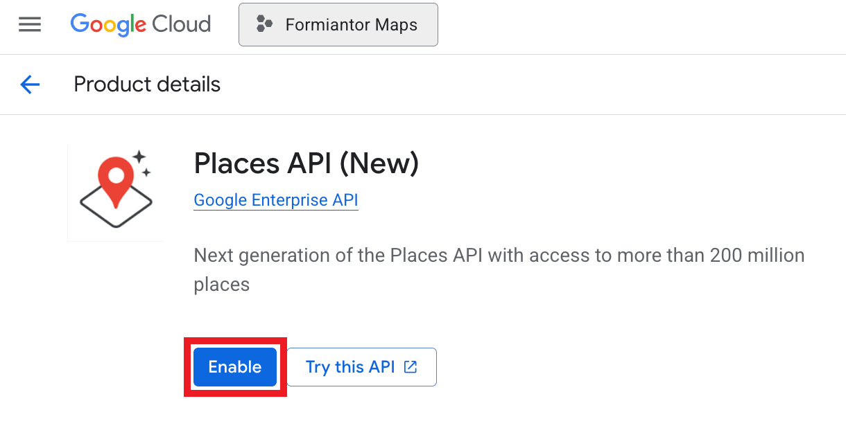 Enable the Places API (New)