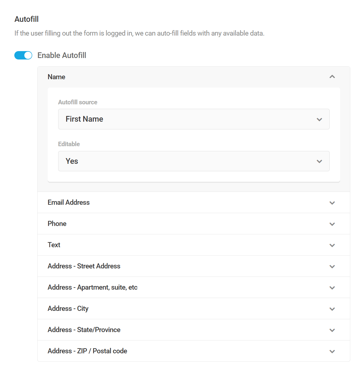 Autofill form fields in Forminator