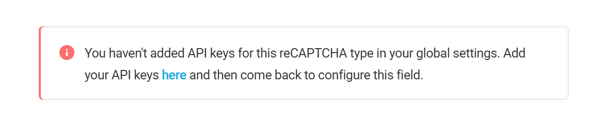 reCAPTCHA keys missing warning