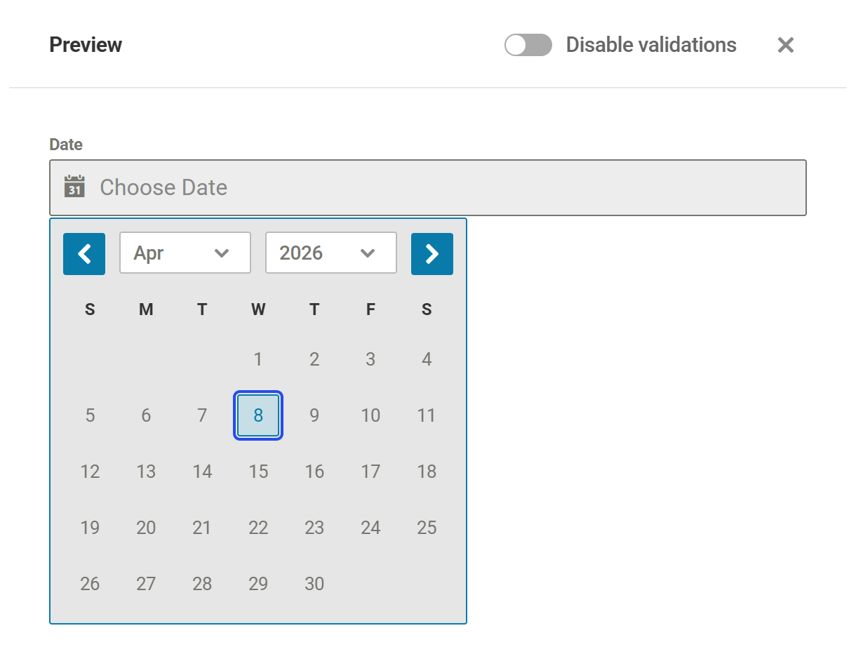 Datepicker field with Calendar format