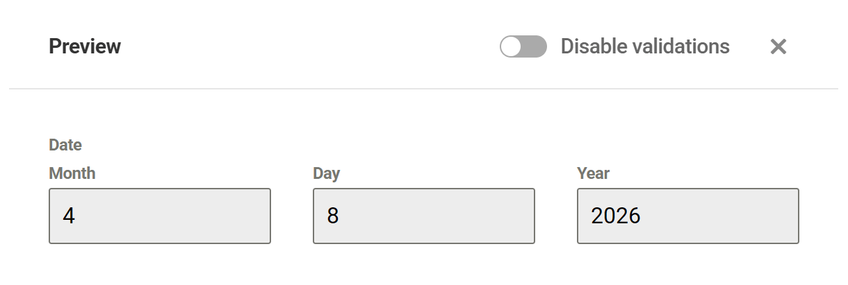 Datepicker field with Text Input format