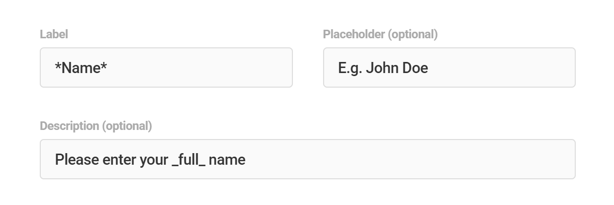 Styling field labels with basic markdown