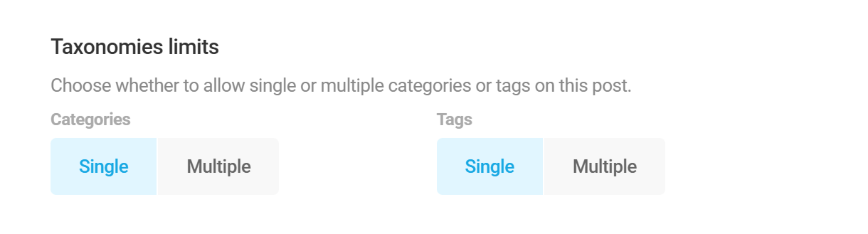 Allow single or multiple taxonomies in posts with Forminator Post Data field