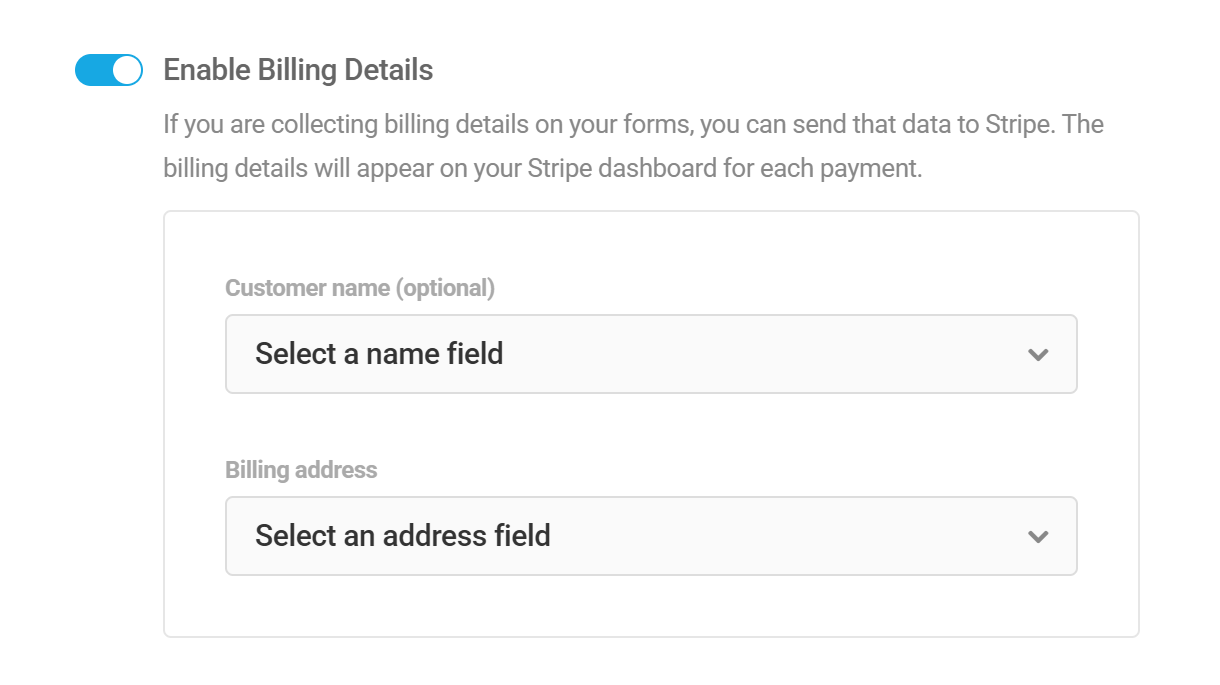 Stripe billing details